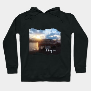 Sunset in prague city by the river Hoodie